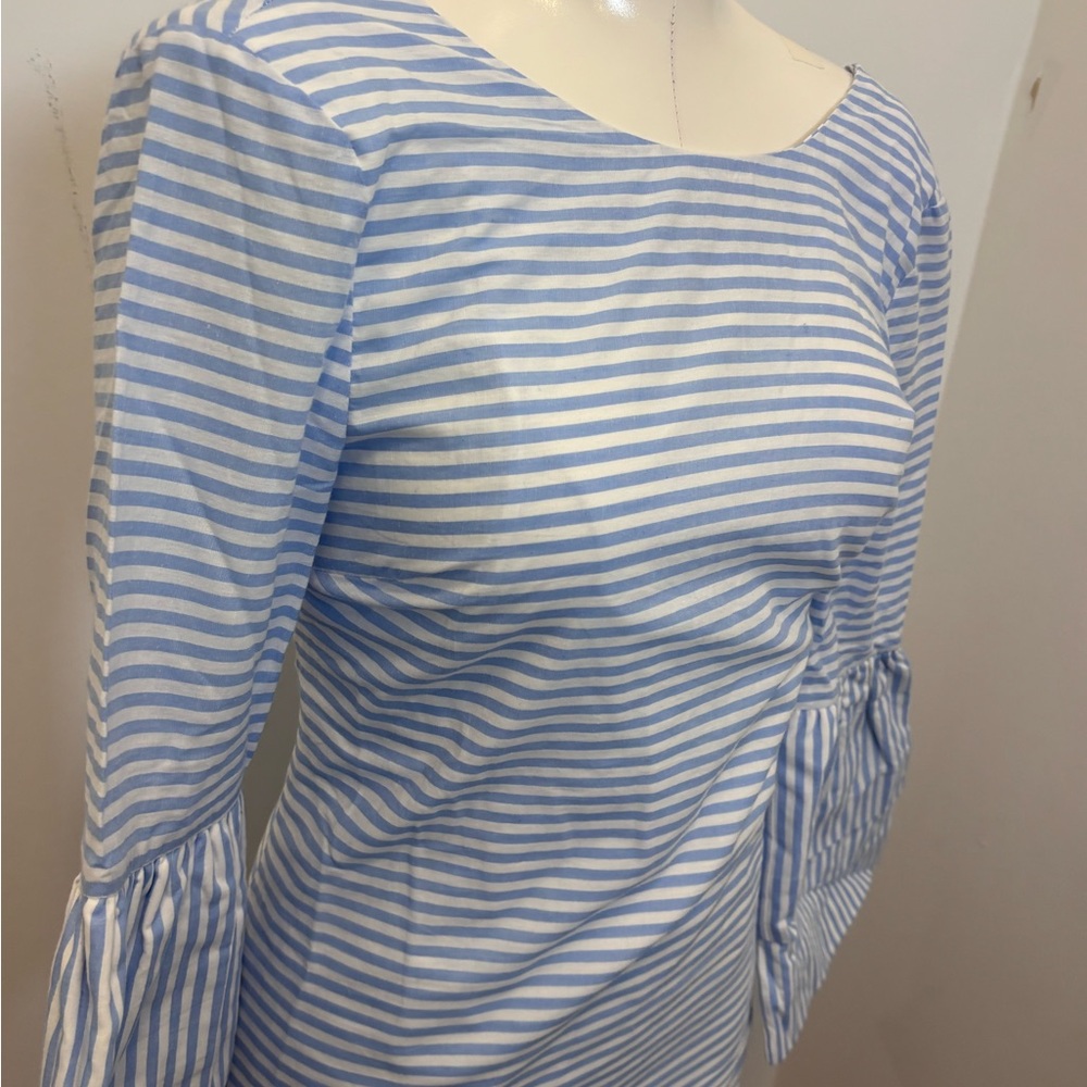 English Factory | Blue Striped | Bell Sleeve Mini Dress | XS - Picture 4 of 7